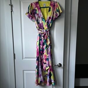 Nicole Miller Pink and Purple High Wrap Sundress